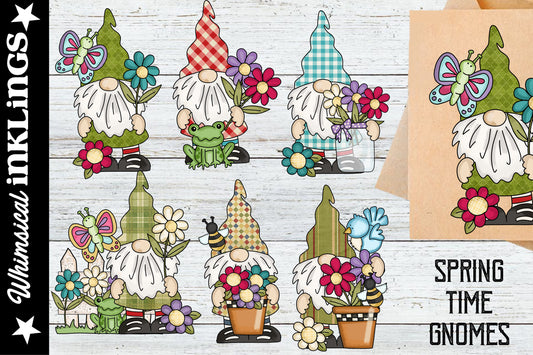 Spring Time Gnomes Sublimation Clipart