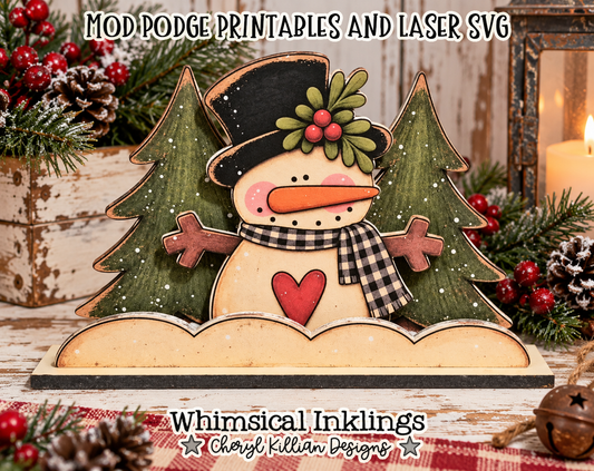 Stand Up Snowman Mod Podge Printables and Laser SVG