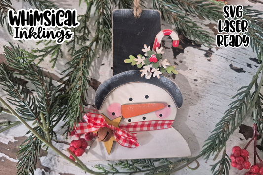 Star Scarf Snowman Ornament Laser SVG