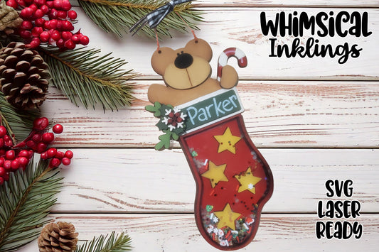 Stocking Bear Shaker Ornament Laser SVG