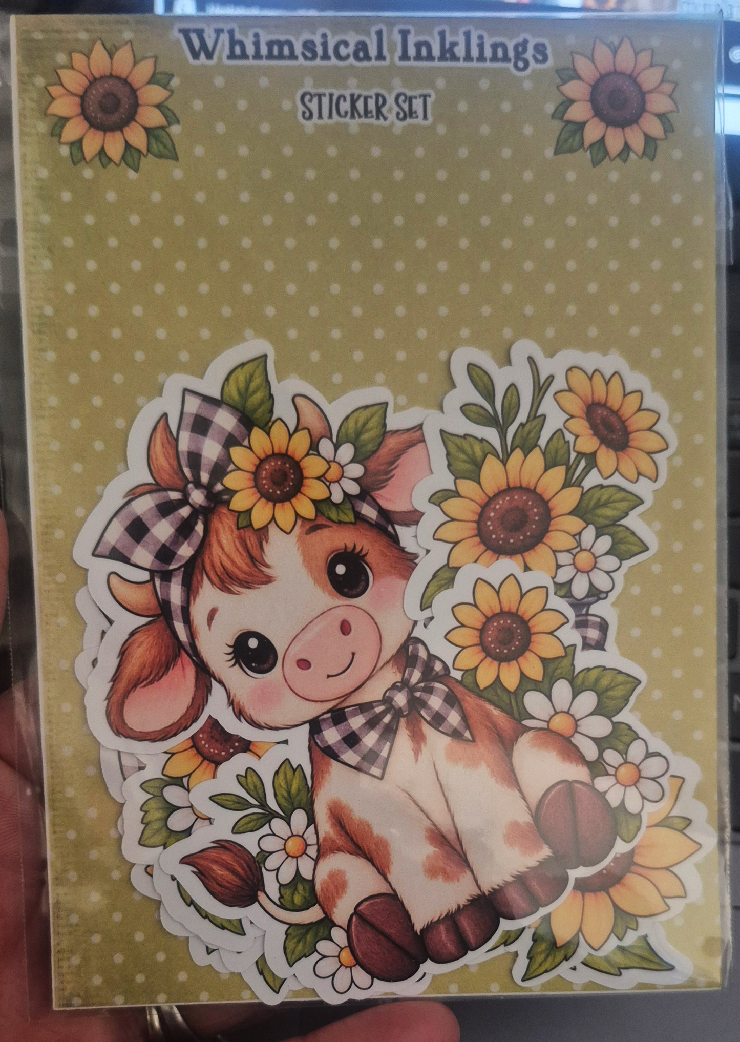 Sunflower Cow Sticker pack| Cow Stickers