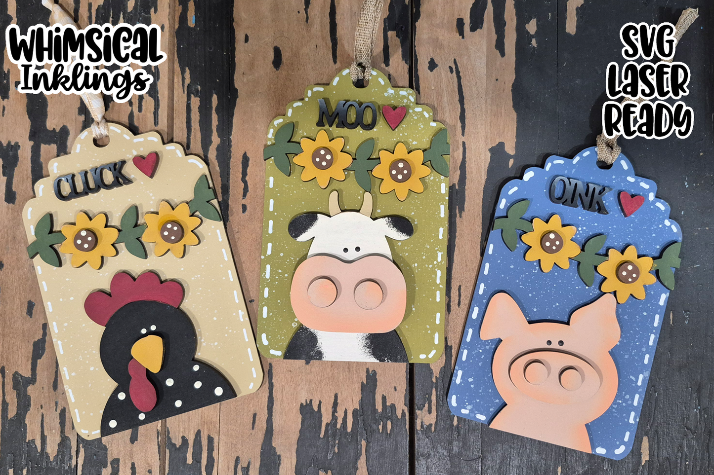 Sunflower Farm Animal Tags Laser SVG