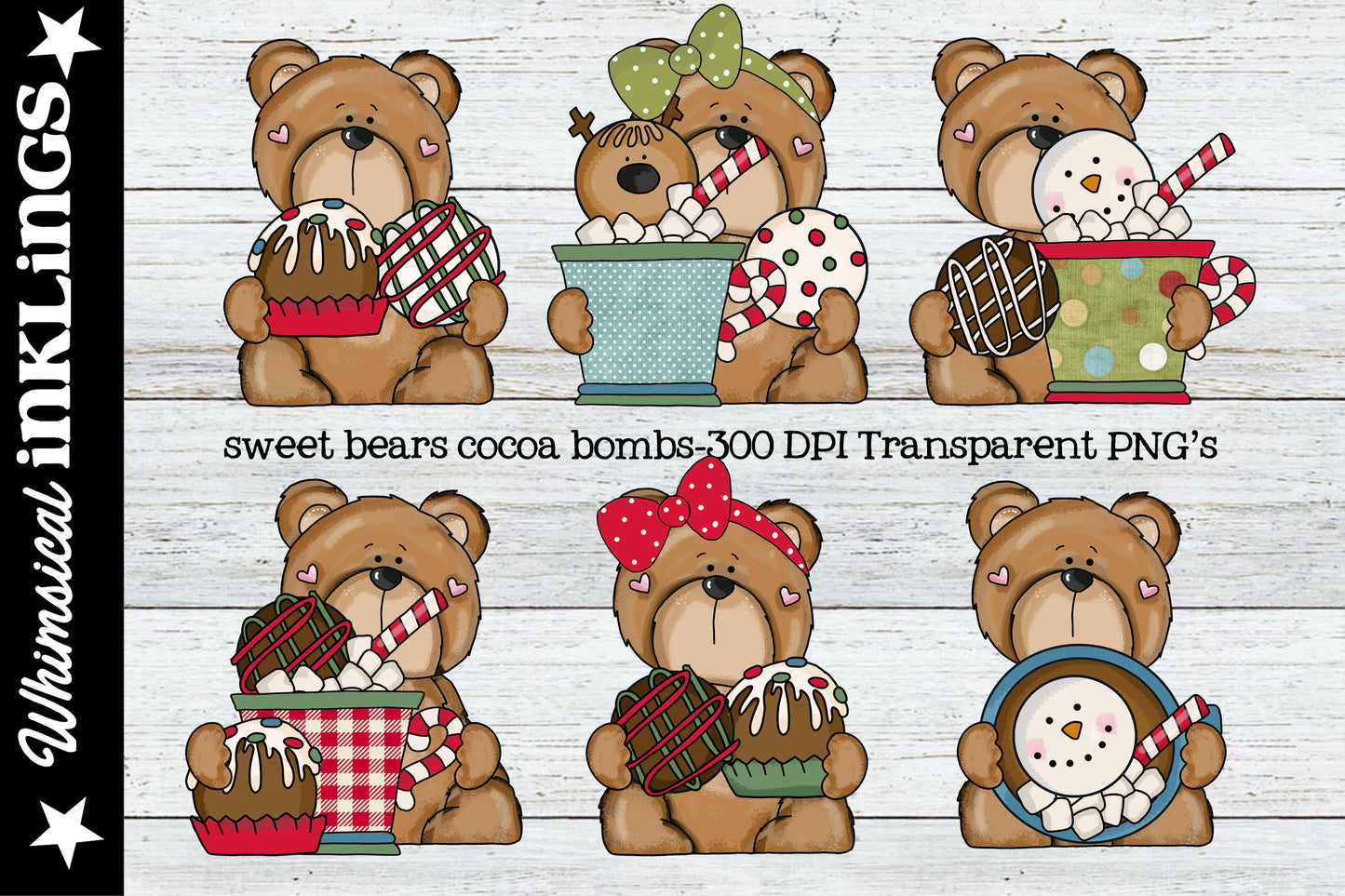 Sweet Bears Cocoa Bombs Sublimation Clipart | Christmas | Winter