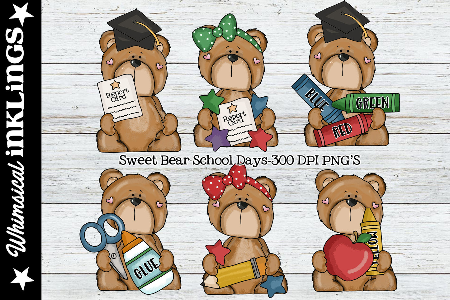 Sweet Bear School Days Sublimation Clipart | Home & Family |