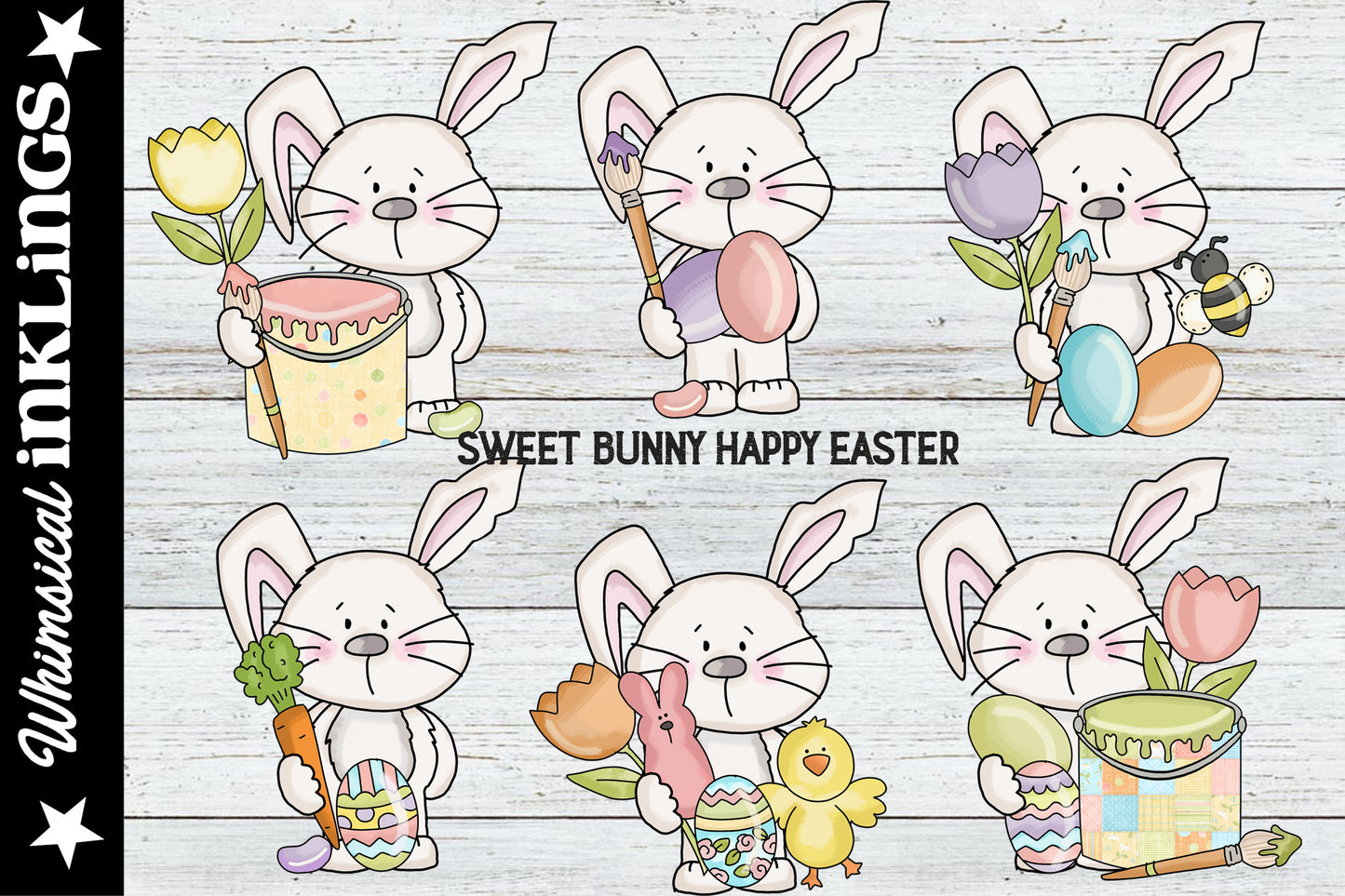 Sweet Bunny Happy Easter Sublimation Clipart