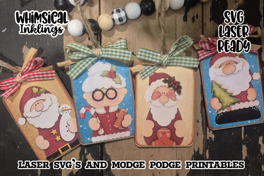 Sweet Claus Tags SVG and Modge Podge Printables| laser SVG