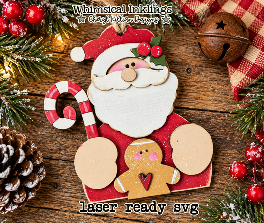 Sweet Christmas Claus Ornament Laser SVG| Christmas Laser SVG