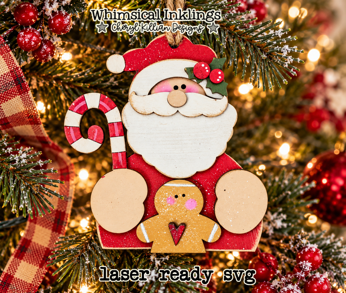 Sweet Christmas Claus Ornament Laser SVG| Christmas Laser SVG