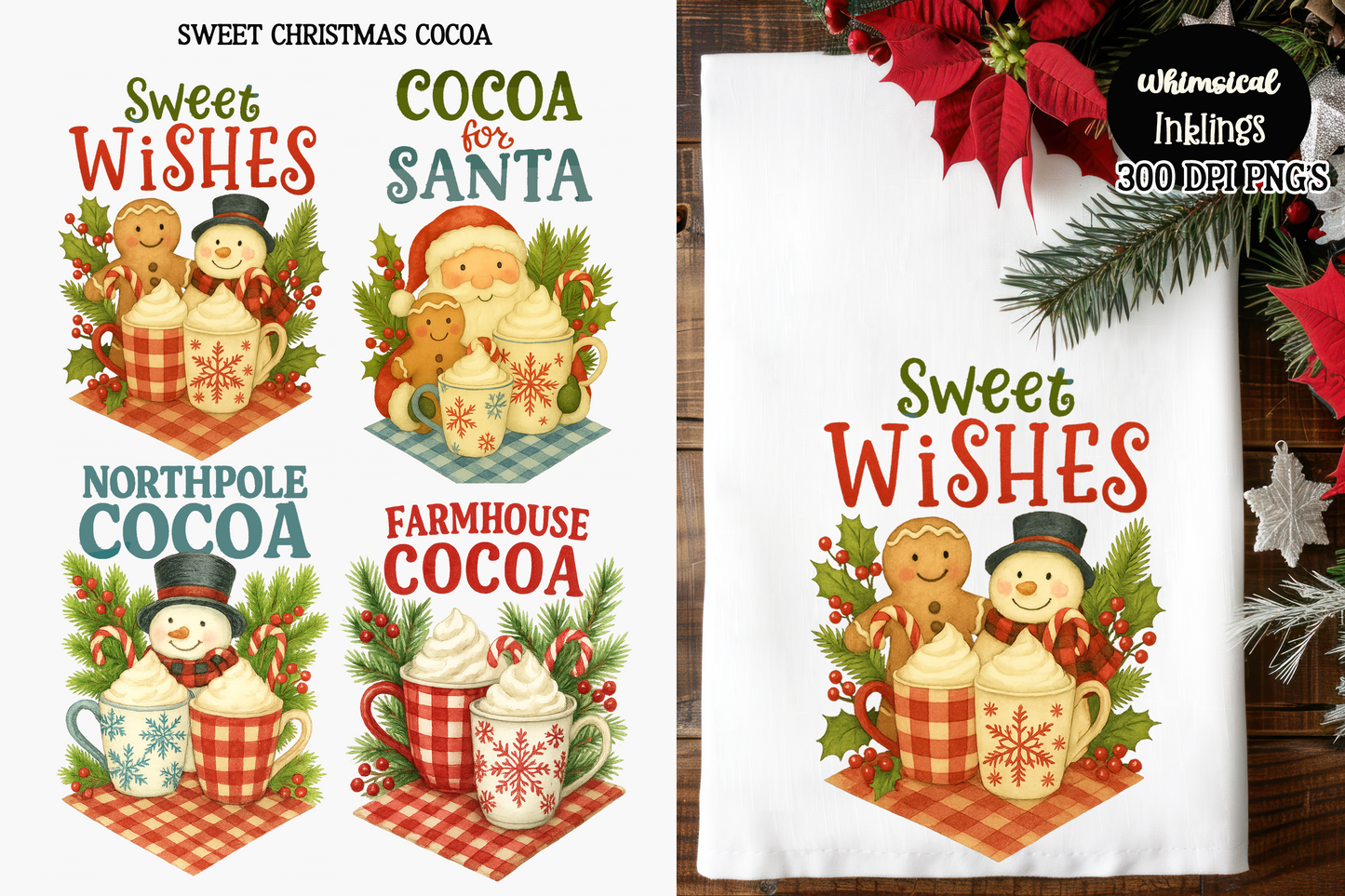 Sweet Christmas Cocoa Sublimation/DTF Clipart Set