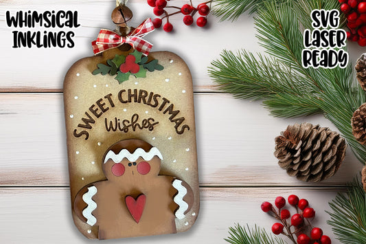 Sweet Christmas Wishes Ginger Ornament Laser SVG