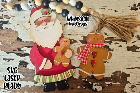 Sweet Gingerbread Santa Ornaments Laser SVG