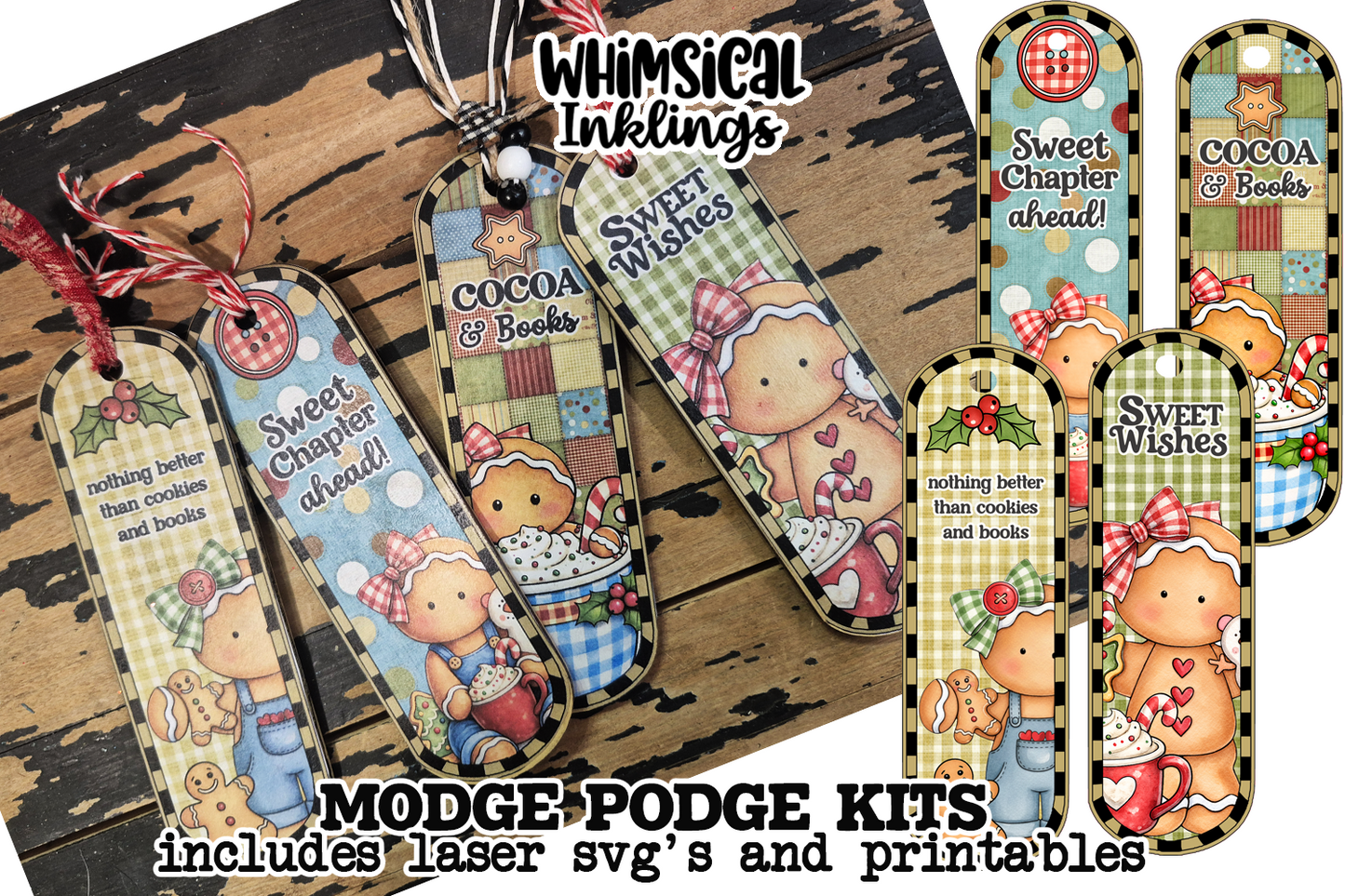 Sweet Gingerbread Bookmark Laser SVG and Printables for Modge Podge| laser SVG