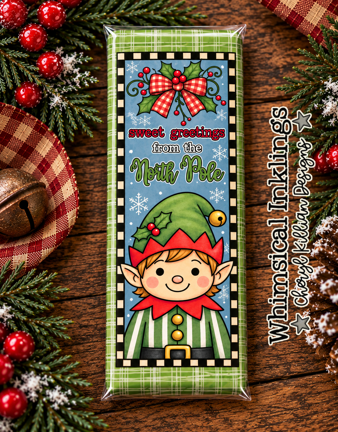 Sweet Greetings Elf Candy Bar Wrapper