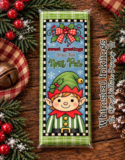 Sweet Greetings Elf Candy Bar Wrapper