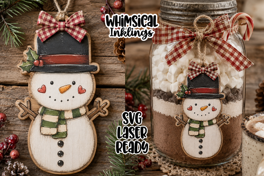 Sweet Little Snowman Ornament Laser SVG| Christmas Laser SVG