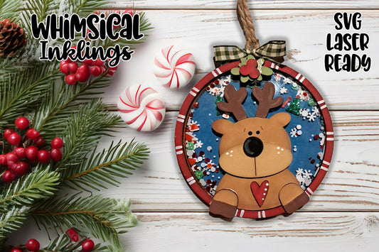 Sweet Reindeer Shaker Ornament Laser SVG