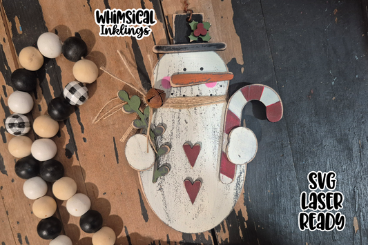 Sweet Sam Grungy Snowman Ornament Laser SVG