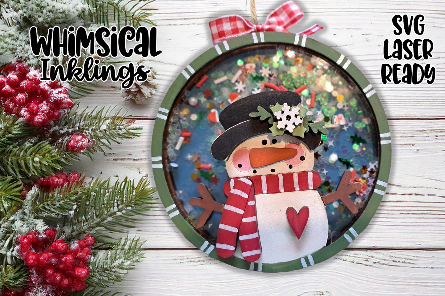 Sweet Snowman Shaker Ornament Laser SVG