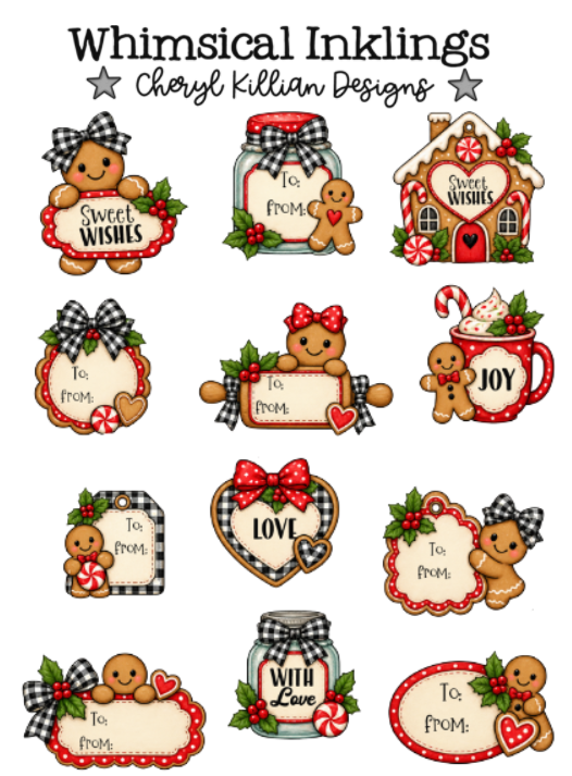 Sweet Wishes Gingerbread Label Sticker Pack| Gingerbread Stickers