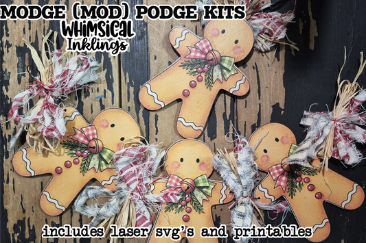Sweet Gingerbread Garland and Ornament SVG and Printable Modge Podge Set| Laser SVG