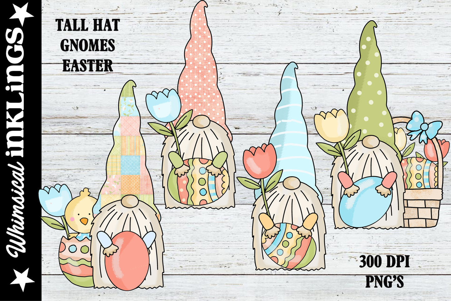 Tall Hat Gnomes Easter Sublimation Clipart