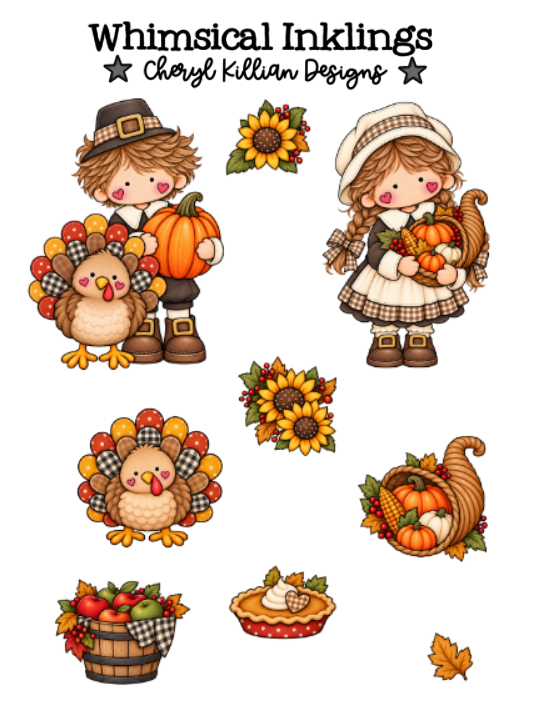 Thankful Kids Sticker Sheet| Thanksgiving Printable
