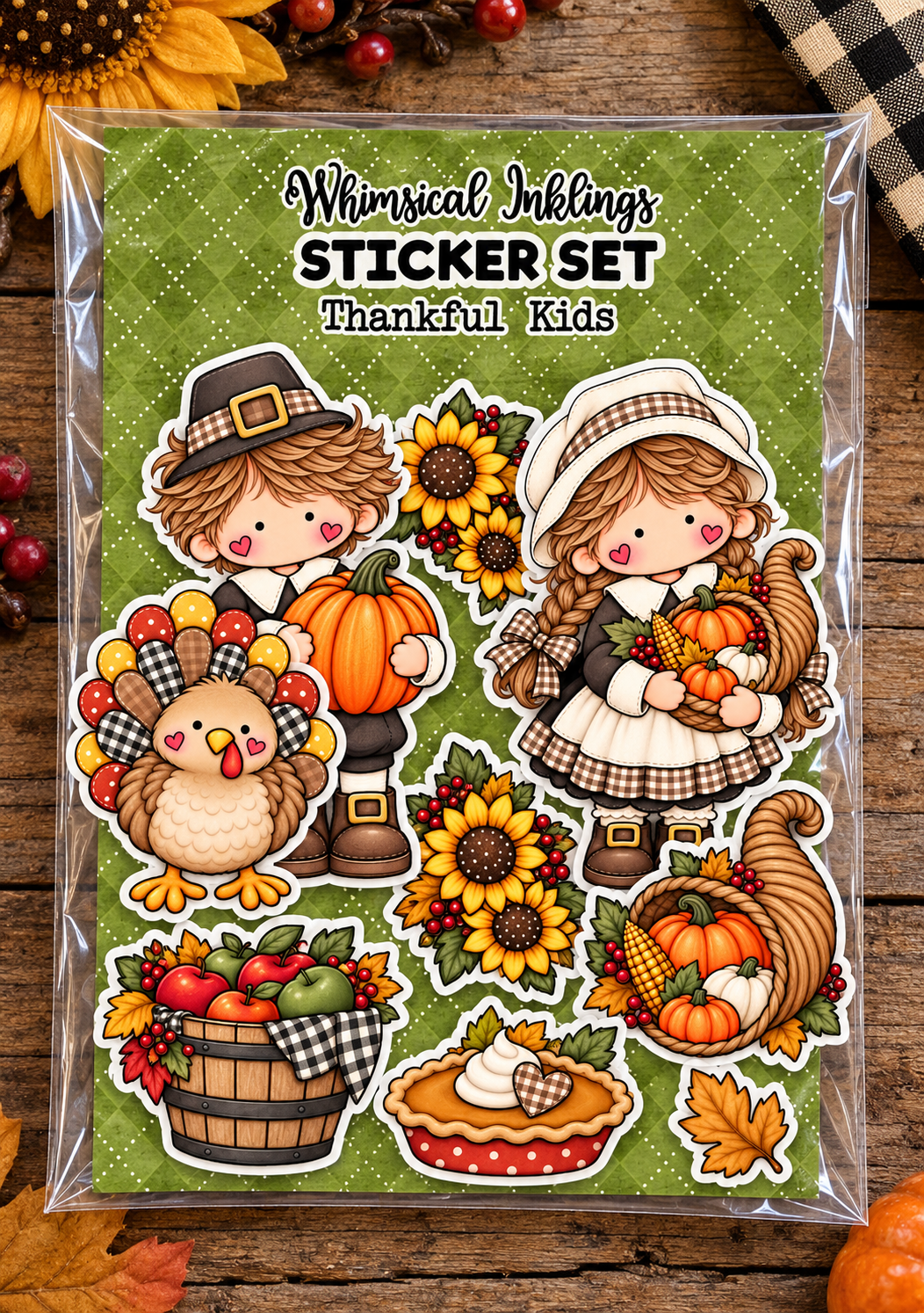 Thankful Kids Sticker Sheet| Thanksgiving Printable