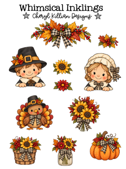 Thanksgiving Pals Sticker Sheet| Thanksgiving Sticker Printable