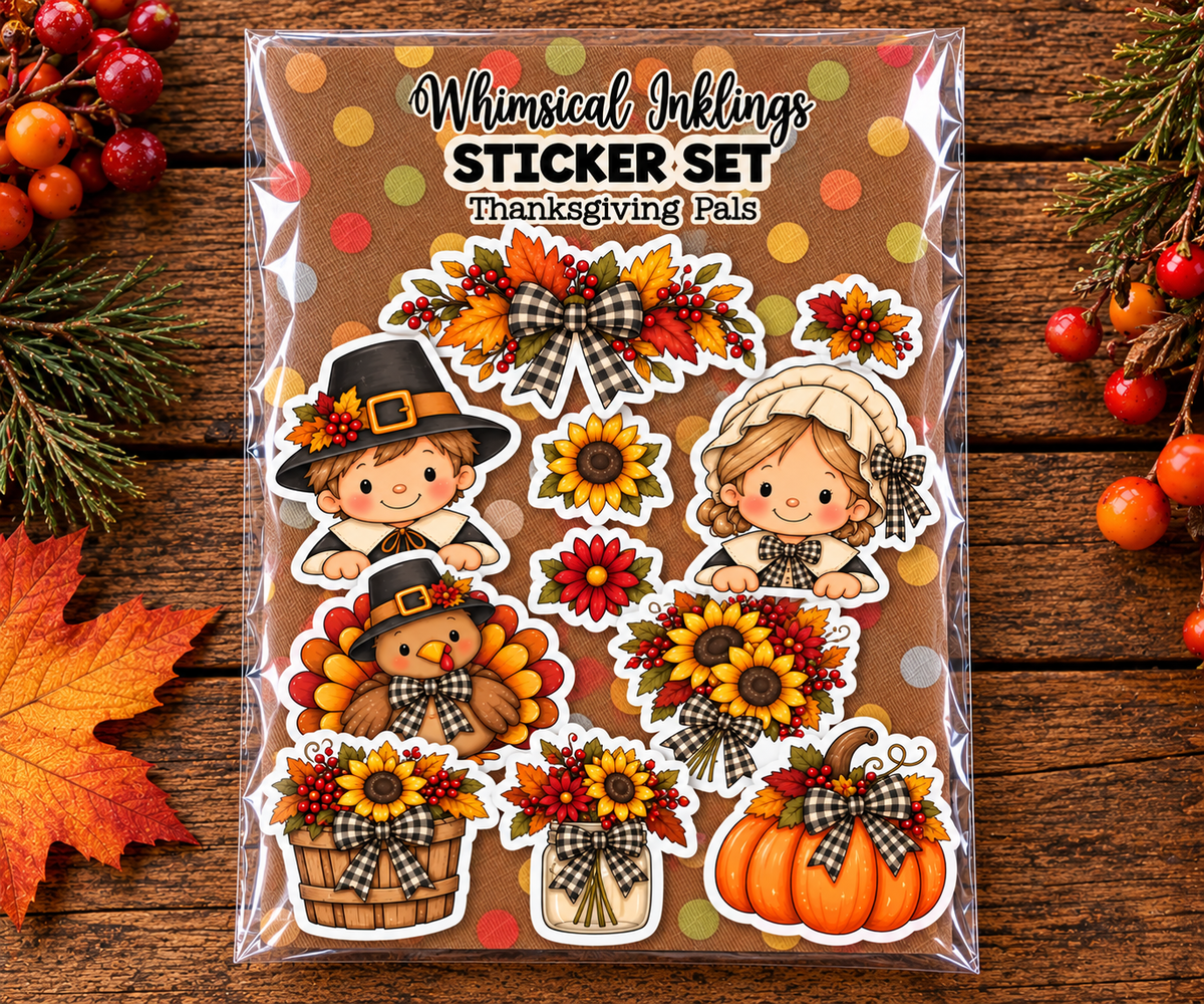 Thanksgiving Pals Sticker Sheet| Thanksgiving Sticker Printable