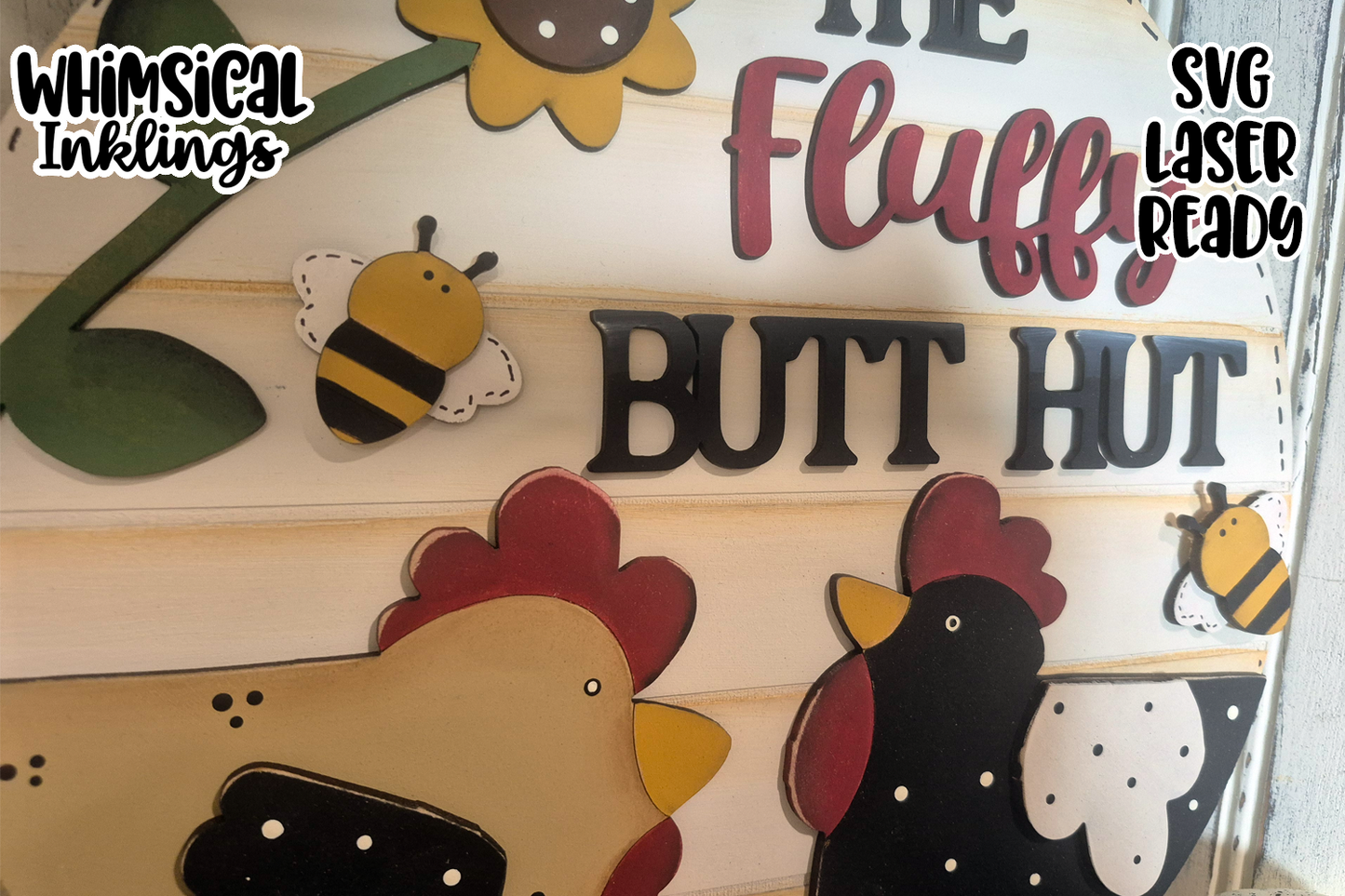 The Fluffy Butt Hut Chicken Sign Laser SVG