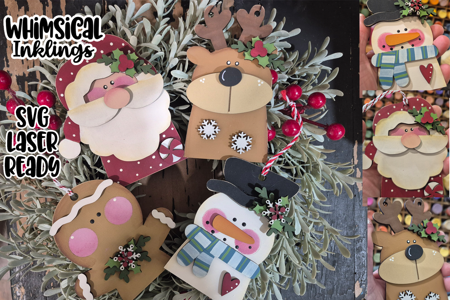 The Merry Bunch Christmas Ornament Laser SVG Set