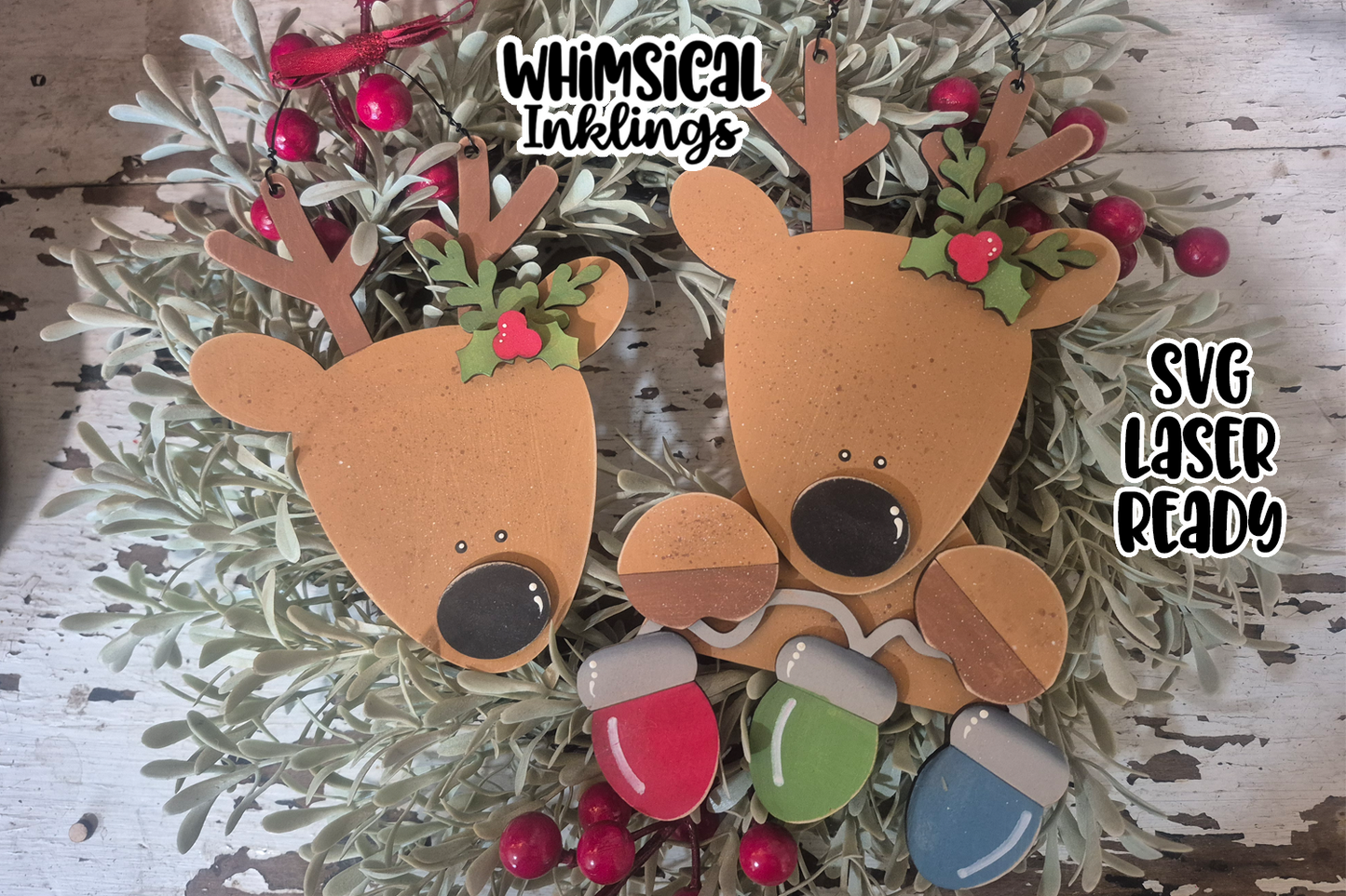 Reindeer Duo Ornaments Laser SVG