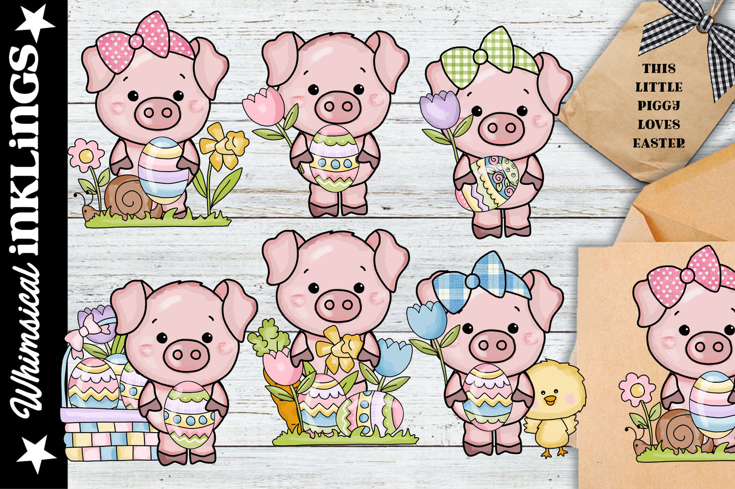 This Little Piggy Loves Easter Sublimation Clipart| Easter