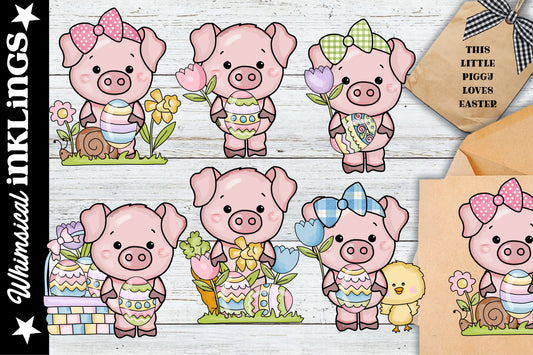 This Little Piggy Loves Easter Sublimation Clipart| Easter