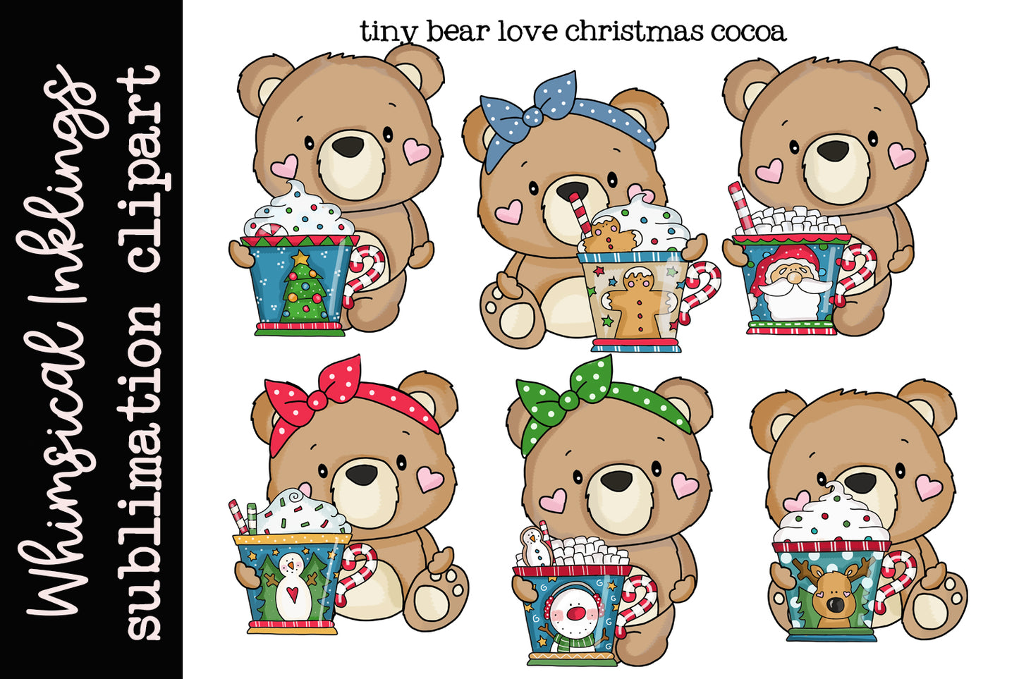 Tiny Bears Love Christmas Cocoa Sublimation Clipart