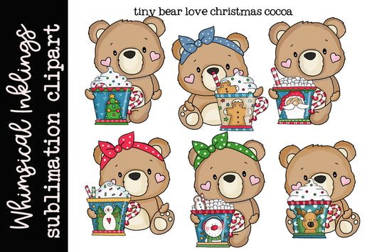 Tiny Bears Love Christmas Cocoa Sublimation Clipart