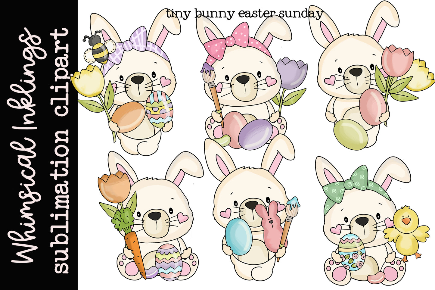 Tiny Bunny Easter Sunday Sublimation Clipart| Easter