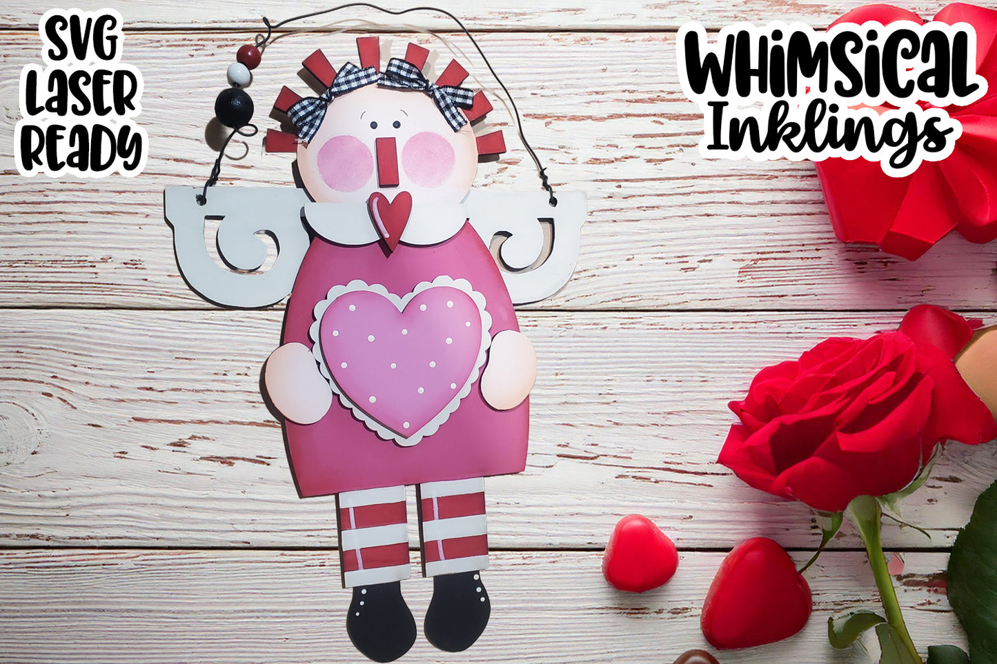 Valentine Angel Annie Hanging Sign Laser SVG