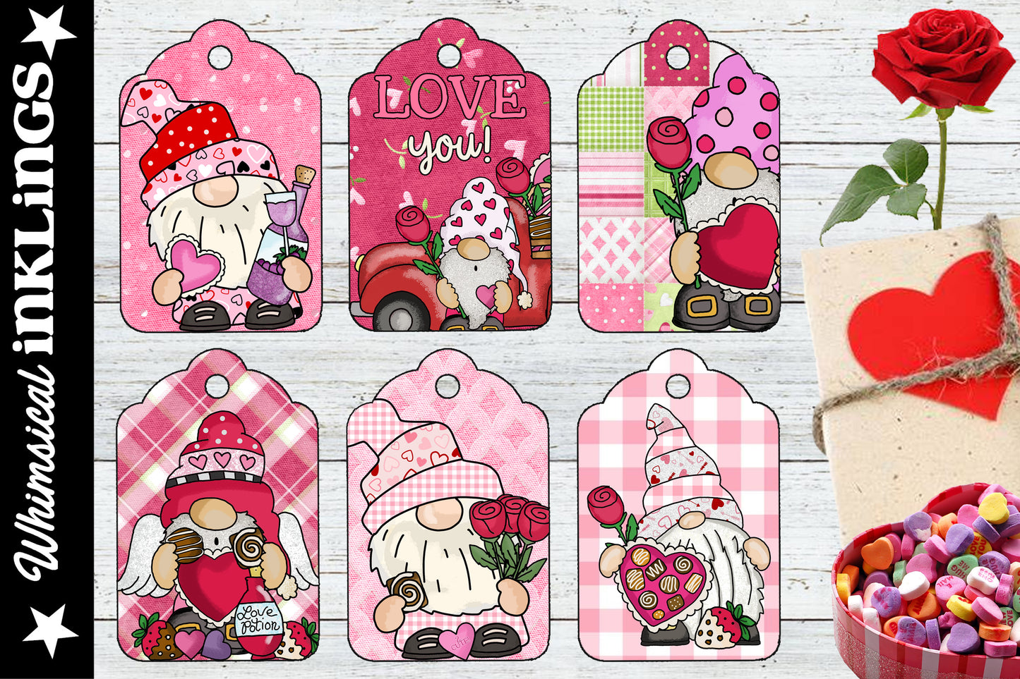 Valentines Day Gnome Tags