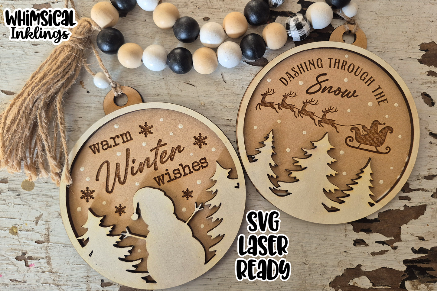 Warm Winter Wishes Ornaments Laser SVG