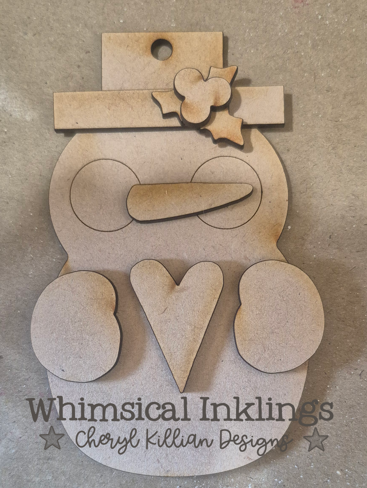 Warm Heart Snowman Ornament DIY Wood Kit