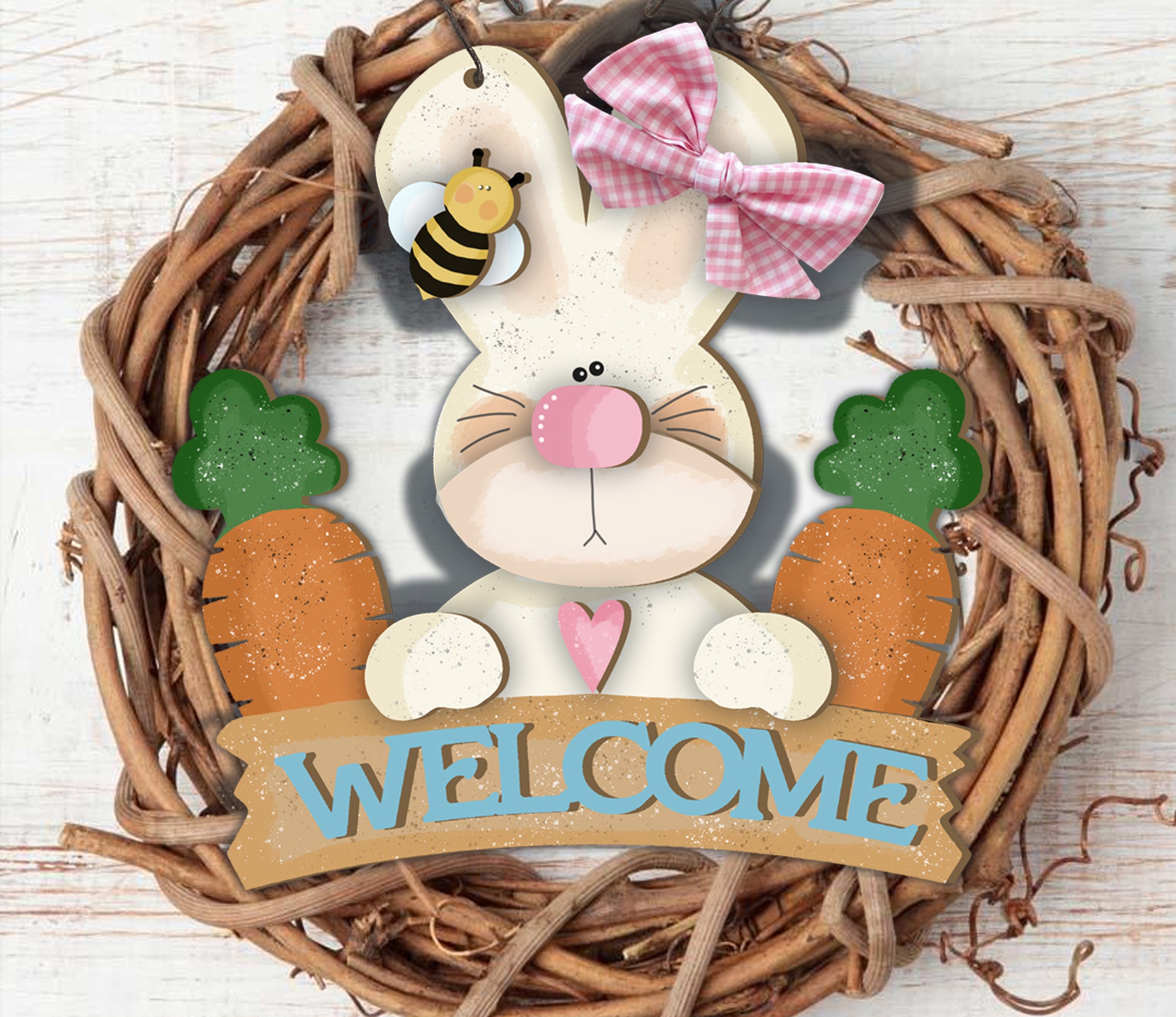 Welcome Comic Rabbit Welcome Bunny Sign DIY Wood Kit – Whimsical Inklings
