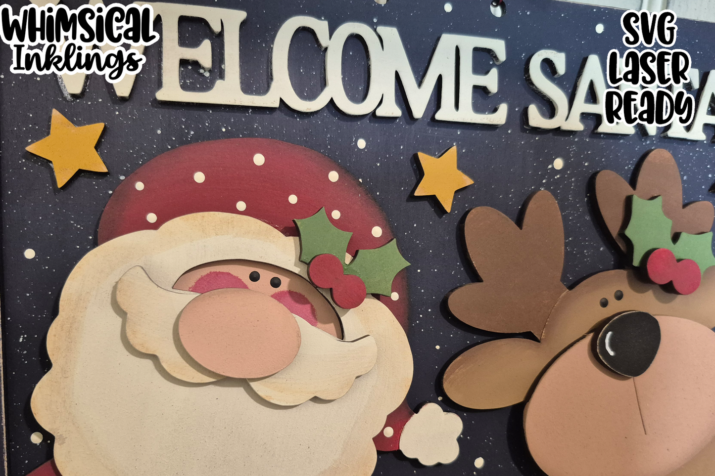 Welcome Santa Whimsical Sign Laser SVG