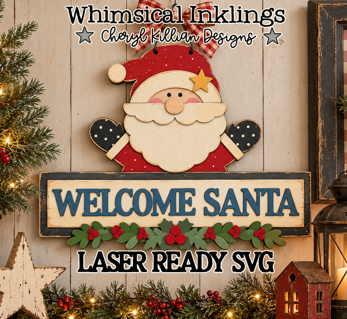 Welcome Santa Sign Laser SVG |Christmas Laser SVG