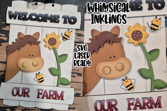 Welcome To The Farm Sign Laser SVG | Horse Laser SVG
