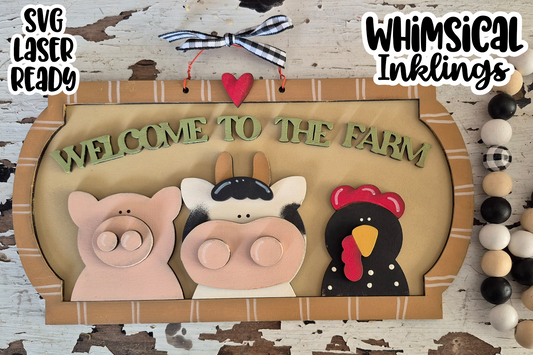 Welcome To The Farm Sign Laser SVG| Farm Animals