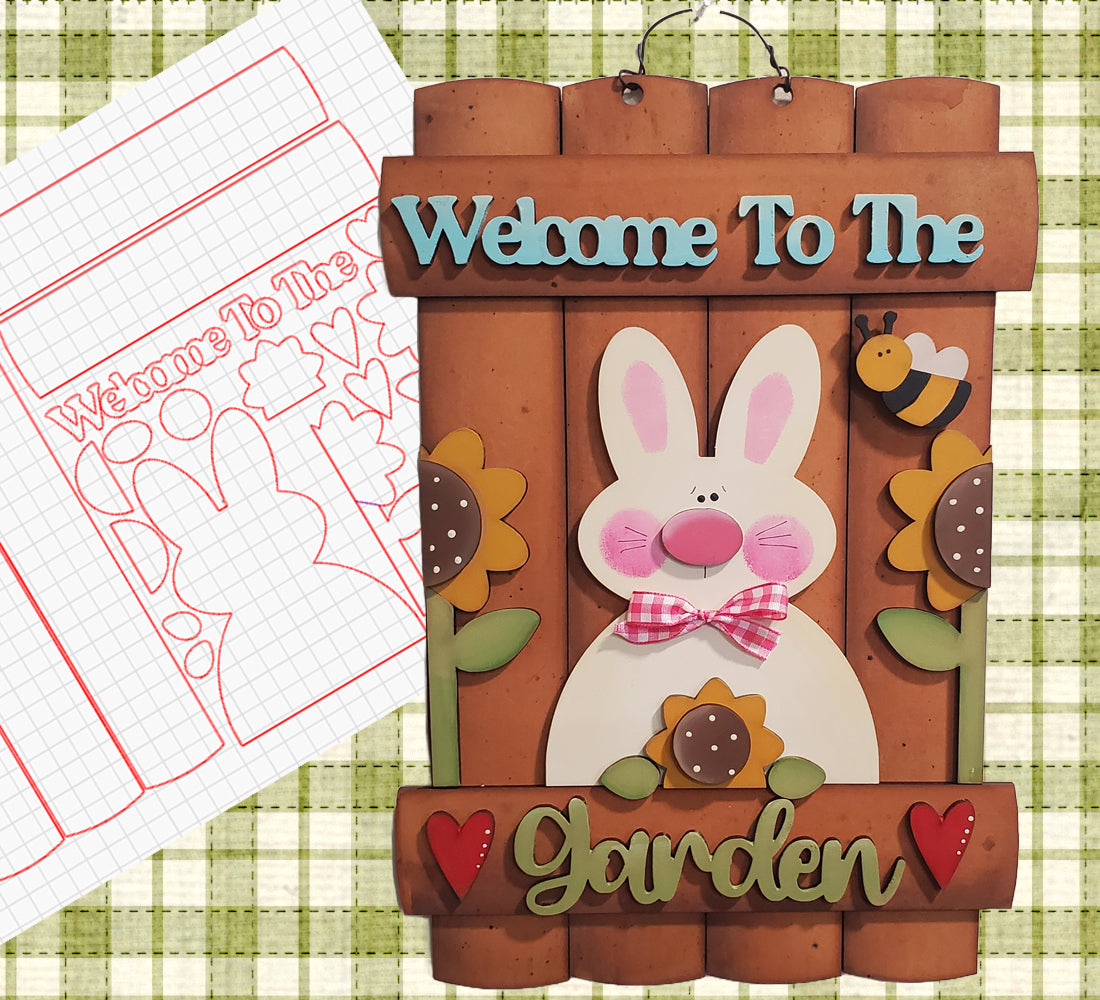 Welcome To The Garden Bunny Sign DIY Wood Kit