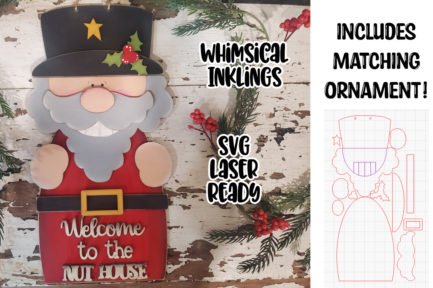 Welcome To The Nut House Sign and Ornament Laser SVG| Christmas Laser SVG