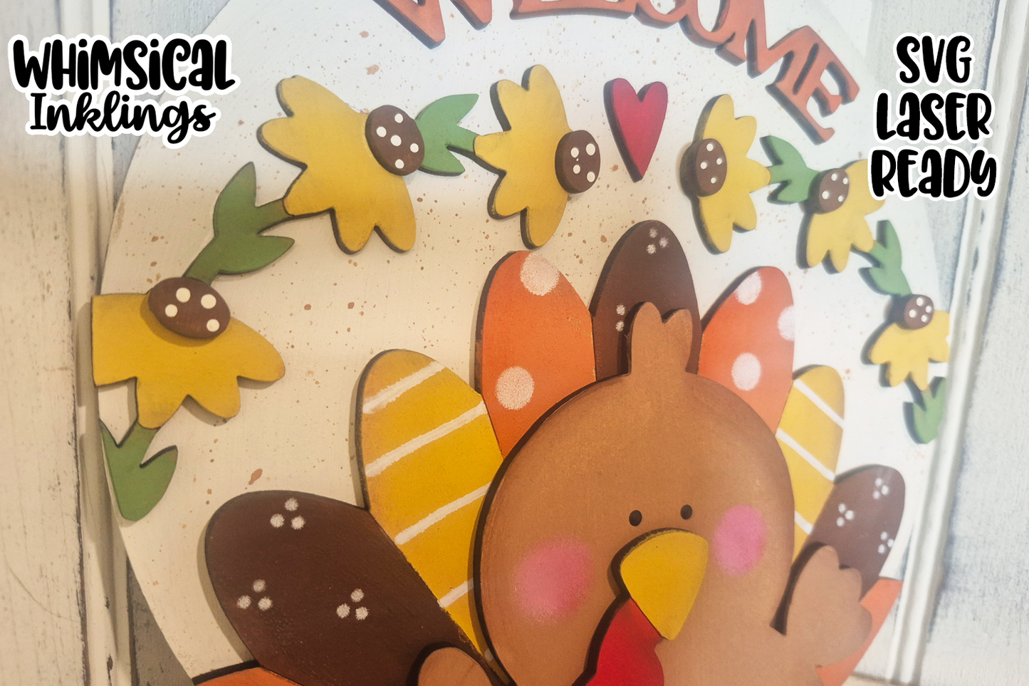 Welcome Turkey Round Sign Laser SVG
