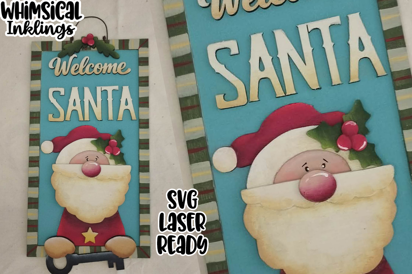 Welcome Santa-Key Sign Laser SVG